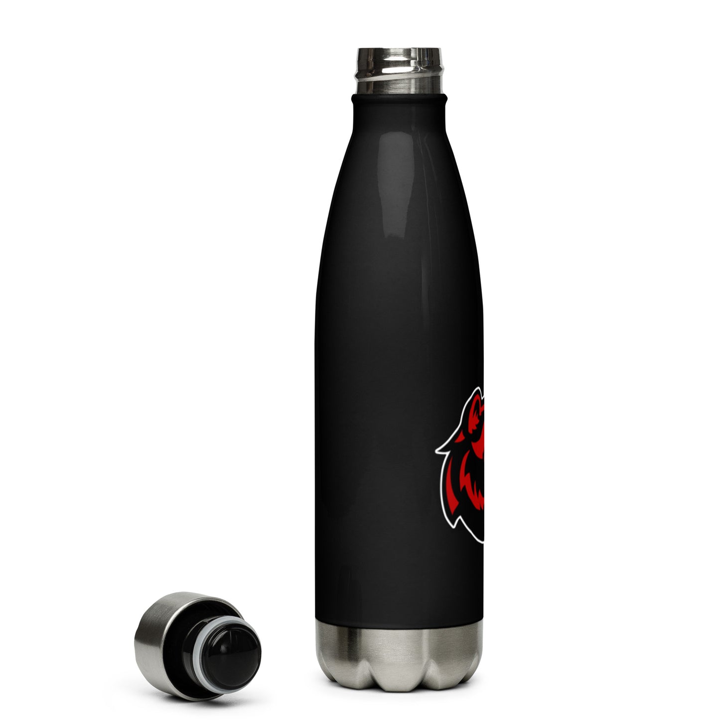 JRA stainless steel water bottle with Wolverines logo, 17 oz double-walled for hot or cold drinks.