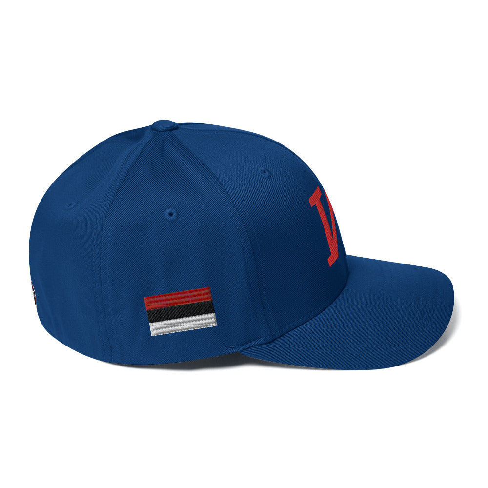 Blue JRA 'W' Structured Twill Cap with curved visor and athletic design, perfect for Wolverines fans.
