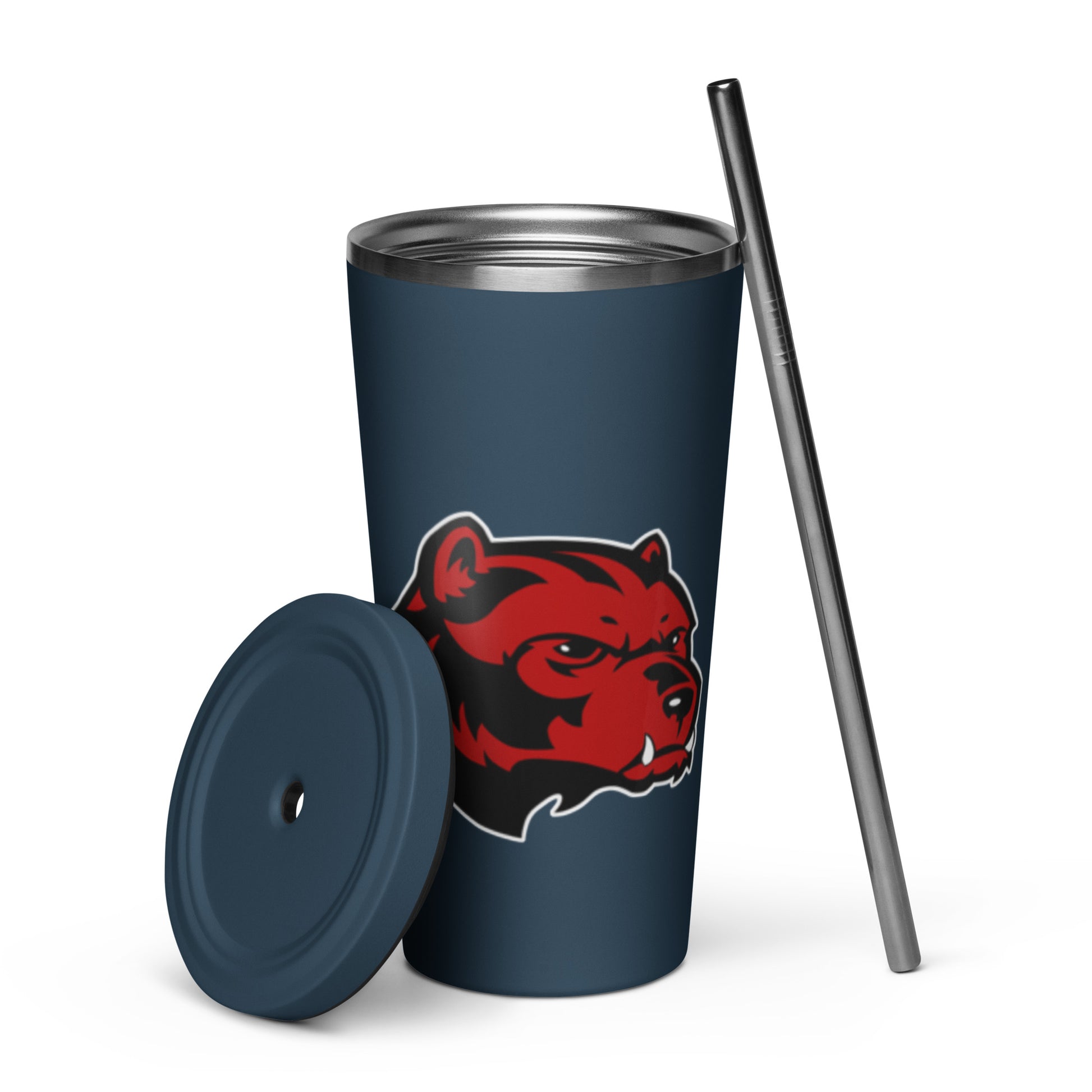 JRA insulated tumbler with straw featuring Wolverine logo, stylish and functional drinkware.
